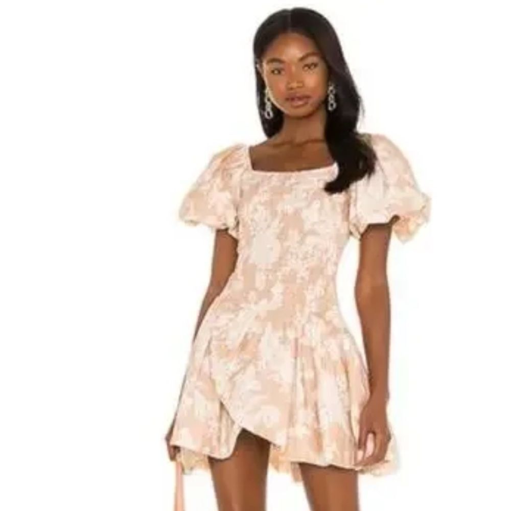 LoveShackFancy x Revolve Asa Mini Dress Espresso Foam Puff Sleeve XS NWOT - Picture 3 of 3